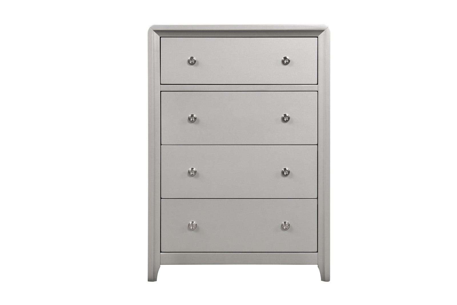 Luxurious Look Chest 1pc Brushed Nickel On Knobs Handle 4-English Dovetail Drawers Center Metal Glides Champagne Finish Contemporary Bedroom Furniture