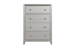 Luxurious Look Chest 1pc Brushed Nickel On Knobs Handle 4-English Dovetail Drawers Center Metal Glides Champagne Finish Contemporary Bedroom Furniture