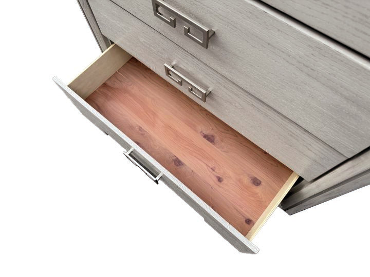 Transitional Style 1pc Chest Ball Bearing Glides English Dovetail Drawers Metal Handles Rustic White Bedroom Furniture