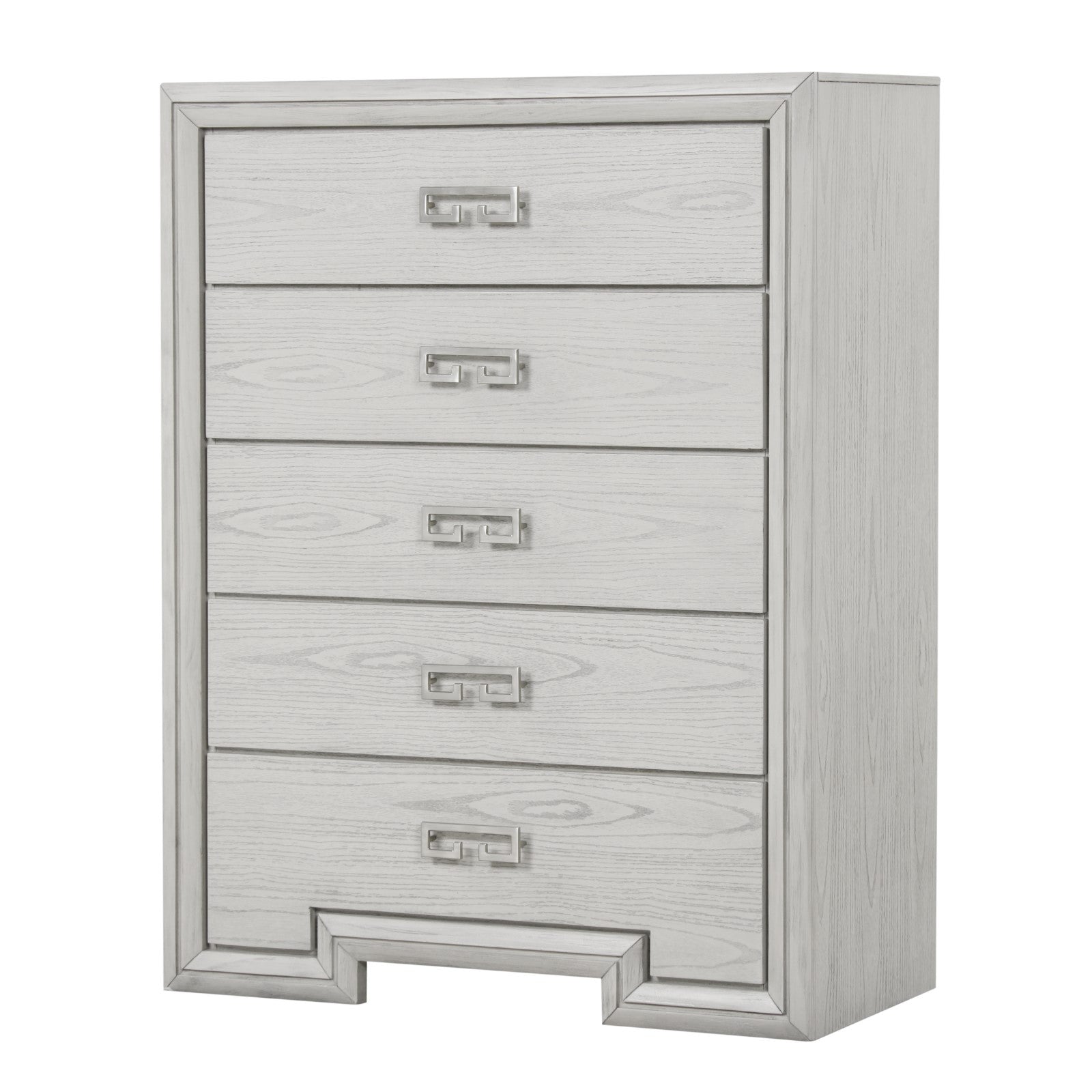 Transitional Style 1pc Chest Ball Bearing Glides English Dovetail Drawers Metal Handles Rustic White Bedroom Furniture
