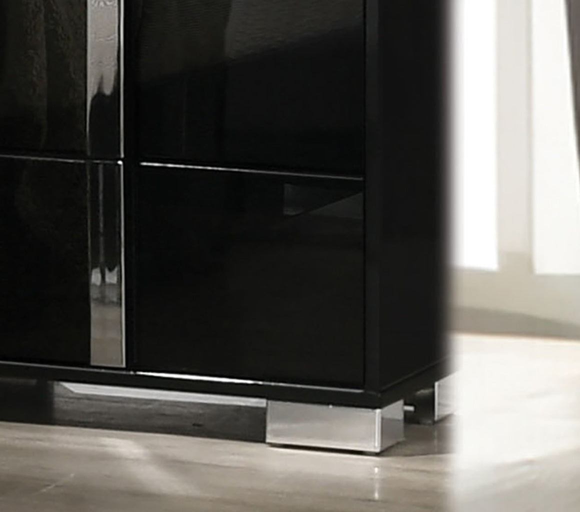 1pc Chest UV Finish Ball Bearing Glides Chrome Vertical Handles And Legs Black contemporary Bedroom Furniture