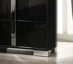 1pc Chest UV Finish Ball Bearing Glides Chrome Vertical Handles And Legs Black contemporary Bedroom Furniture