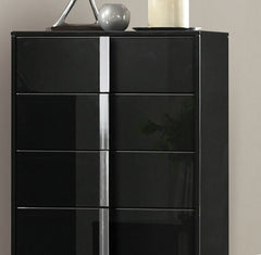 1pc Chest UV Finish Ball Bearing Glides Chrome Vertical Handles And Legs Black contemporary Bedroom Furniture