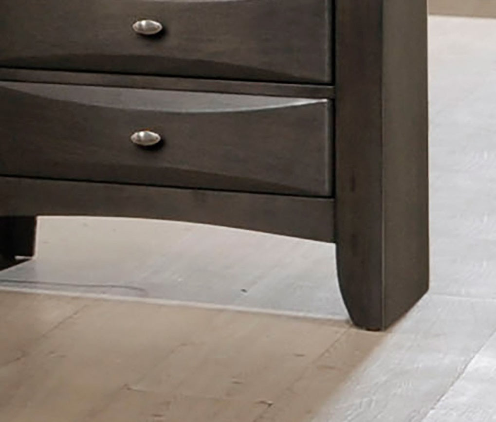 Transitional Style Chest 1pc Oval Knob Handles 5-Drawers Gray Finish Bedroom Furniture