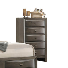 Transitional Style Chest 1pc Oval Knob Handles 5-Drawers Gray Finish Bedroom Furniture