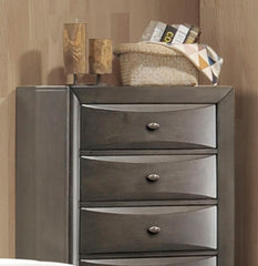Transitional Style Chest 1pc Oval Knob Handles 5-Drawers Gray Finish Bedroom Furniture
