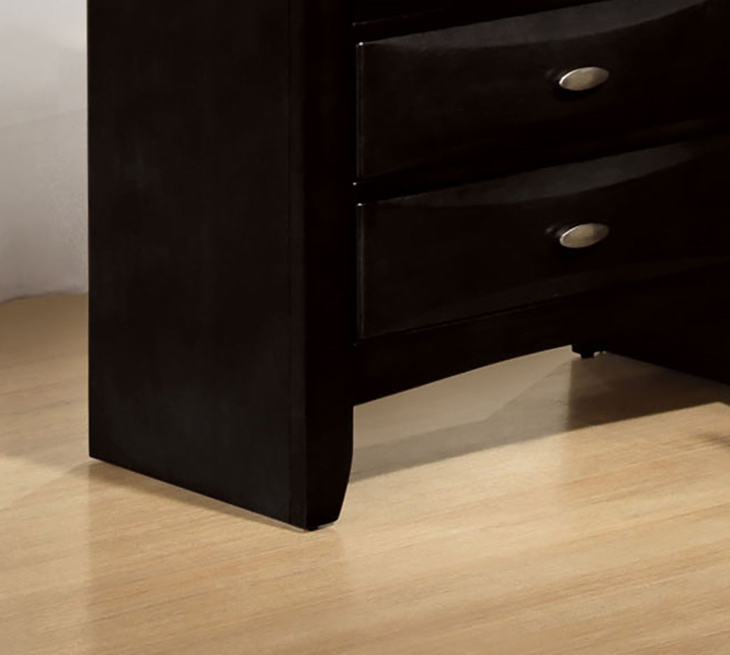 Black Finish 5-Drawers Chest 1pc Oval Knob Handles Transitional Bedroom Furniture