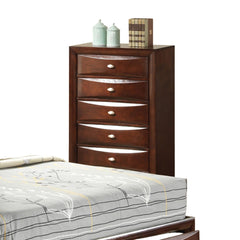 Dark Cherry Finish 5-Drawers Chest 1pc Oval Knob Handles Transitional Bedroom Furniture