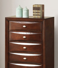 Dark Cherry Finish 5-Drawers Chest 1pc Oval Knob Handles Transitional Bedroom Furniture