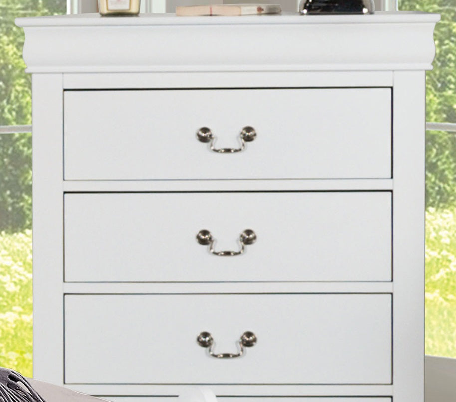 Transitional Style Chest 1pc Bracket Legs Dust Proof Case Hanging Drawers Pull English Dovetail Drawers White Finish Bedroom Furniture