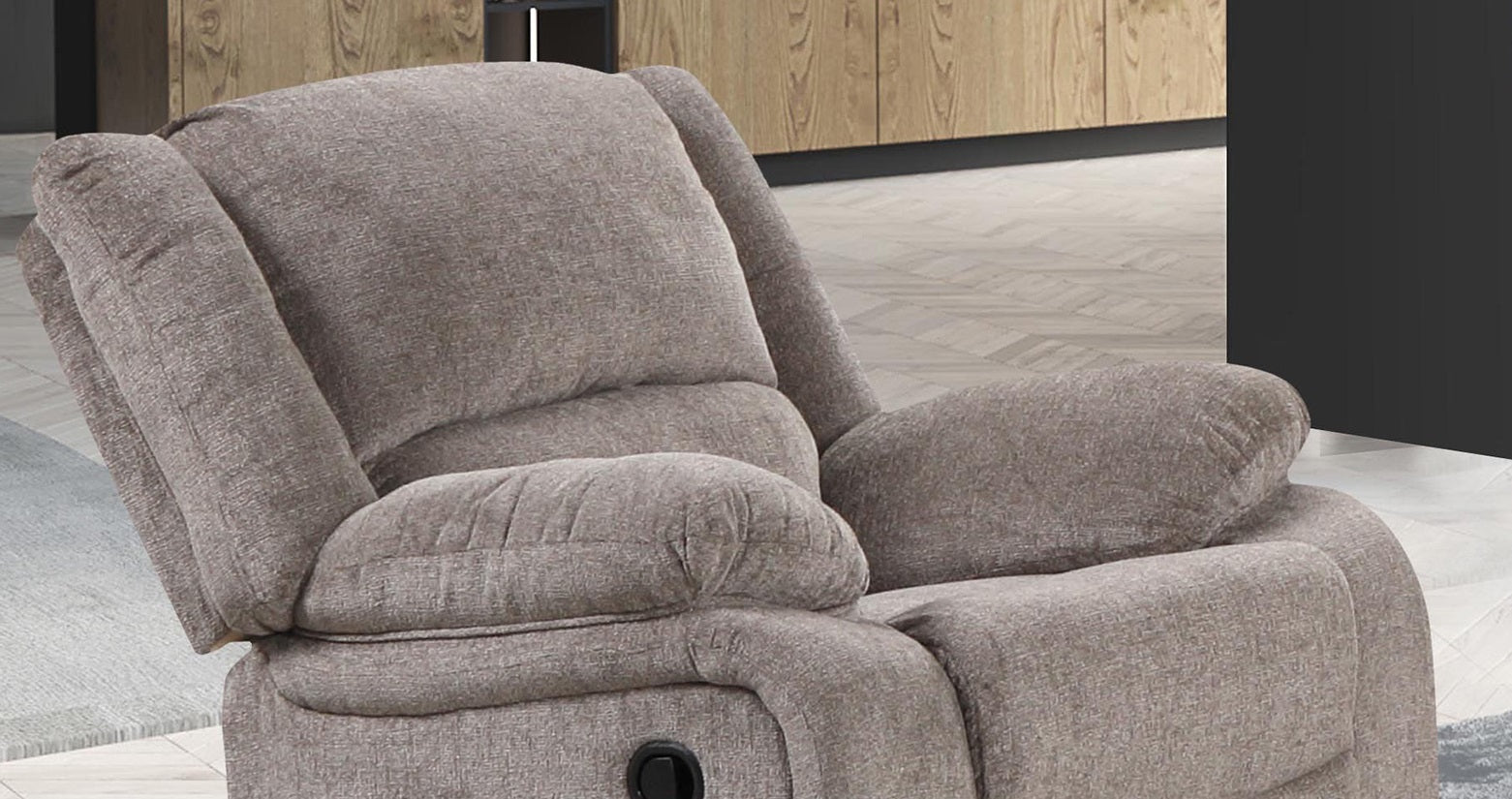 Transitional Style Manual Recliner Pillow Top Arms Mocha Finish Primary Living Room