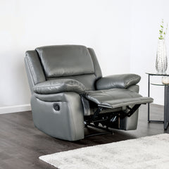 Transitional Style Dark Gray Finish Recliner Chair Welt Trim Pillow Top Arms Primary Living Room
