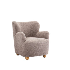 Contemporary Style Accent Chair Curved Backrest Ball Feet Sloped Arms Mushroom Finish Primary Living Room