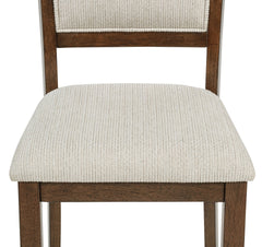 5pc Traditional Wooden Dining Set Rectangular Wooden Table Curve Back Upholstered Chairs Dining Room Furniture Brown