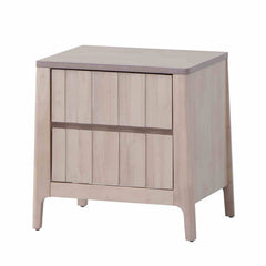 Mid-Century Modern Style 1pc Nightstand Hidden Handles Bracket Legs Vertical Receding White Wash Finish Bedroom Furniture