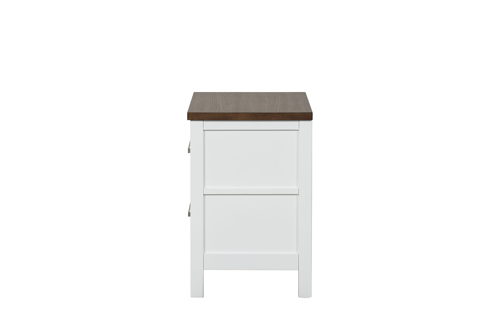 Modern Farmhouse Style 1pc Nightstand Two Tone Design English Dovetail Drawers Nickel Handles Recessed Panel White And Dark Brown Finish Bedroom Furniture