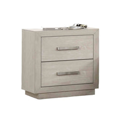 Transitional Style 1pc Nightstand Horizontal Handles Metal Side Glide French And English Dovetail Drawers Light Gray Finish Bedroom Furniture