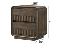 Mid-century Flair Rounded Edges 1pc Nightstand Warm Wood Finish Two Drawer Storage Wooden Bedroom Furniture