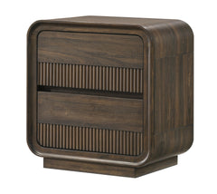 Mid-century Flair Rounded Edges 1pc Nightstand Warm Wood Finish Two Drawer Storage Wooden Bedroom Furniture