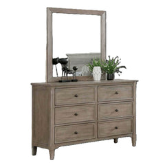 Transitional Style Wire-Brushed Warm Gray 1pc Dresser Round Pull Knobs Wood Grain Texture Bedroom Furniture