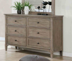 Transitional Style Wire-Brushed Warm Gray 1pc Dresser Round Pull Knobs Wood Grain Texture Bedroom Furniture