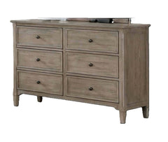 Transitional Style Wire-Brushed Warm Gray 1pc Dresser Round Pull Knobs Wood Grain Texture Bedroom Furniture