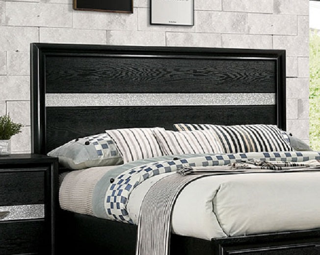 Contemporary Black Color Panel Headboard 1pc King Size Bed w Drawers Beautiful Bedroom Furniture
