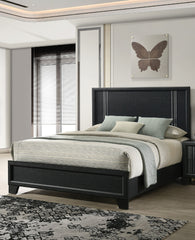 Contemporary 1pc Queen Size Panel Bed Wooden Bedroom Furniture Charcoal Finish
