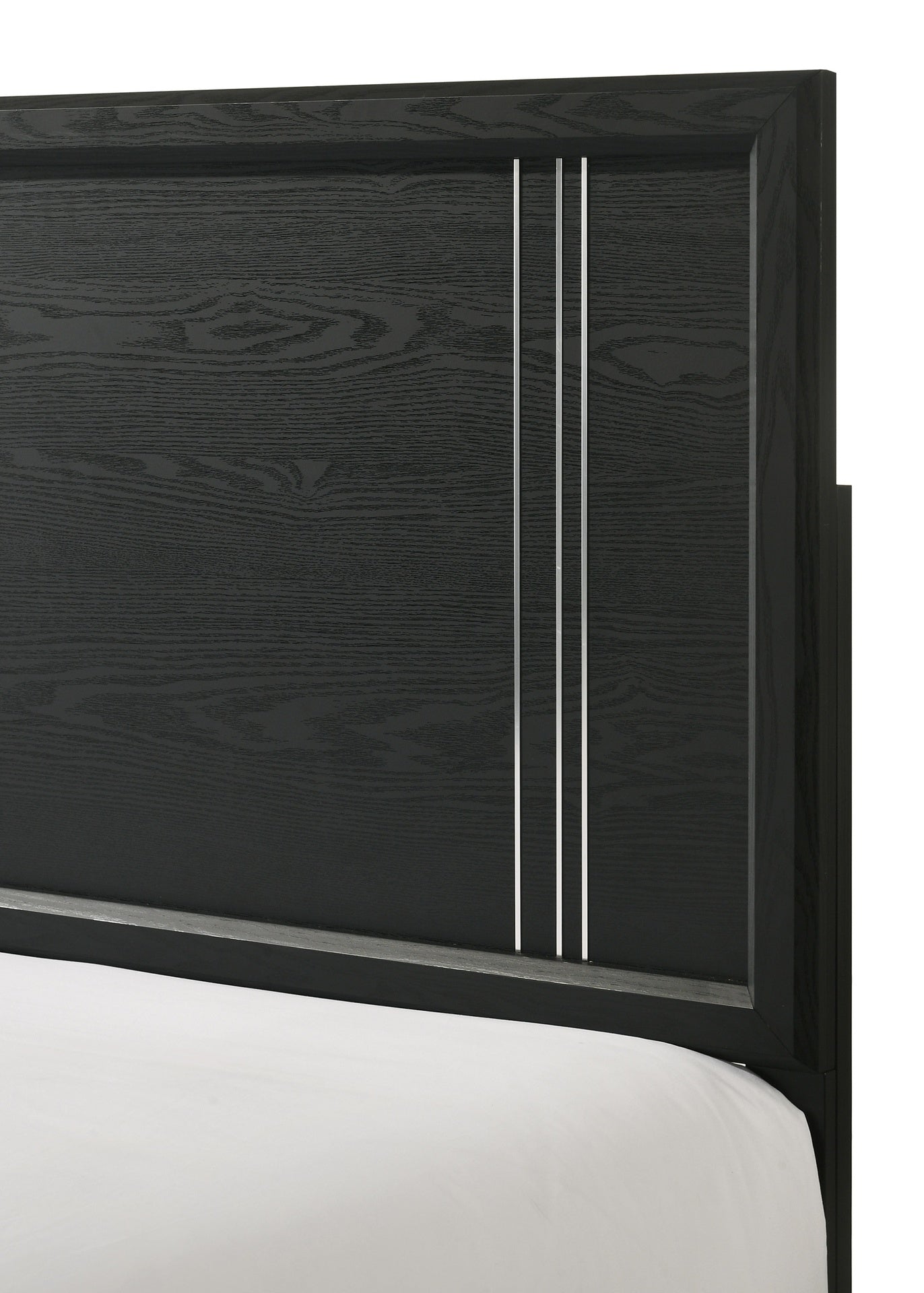 Contemporary 1pc Queen Size Panel Bed Wooden Bedroom Furniture Charcoal Finish