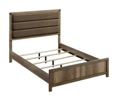 1pc Contemporary Queen Upholstered Low Profile Bed Crisp Vertical Channels Geometric Element Weathered Gray Finish Rustic