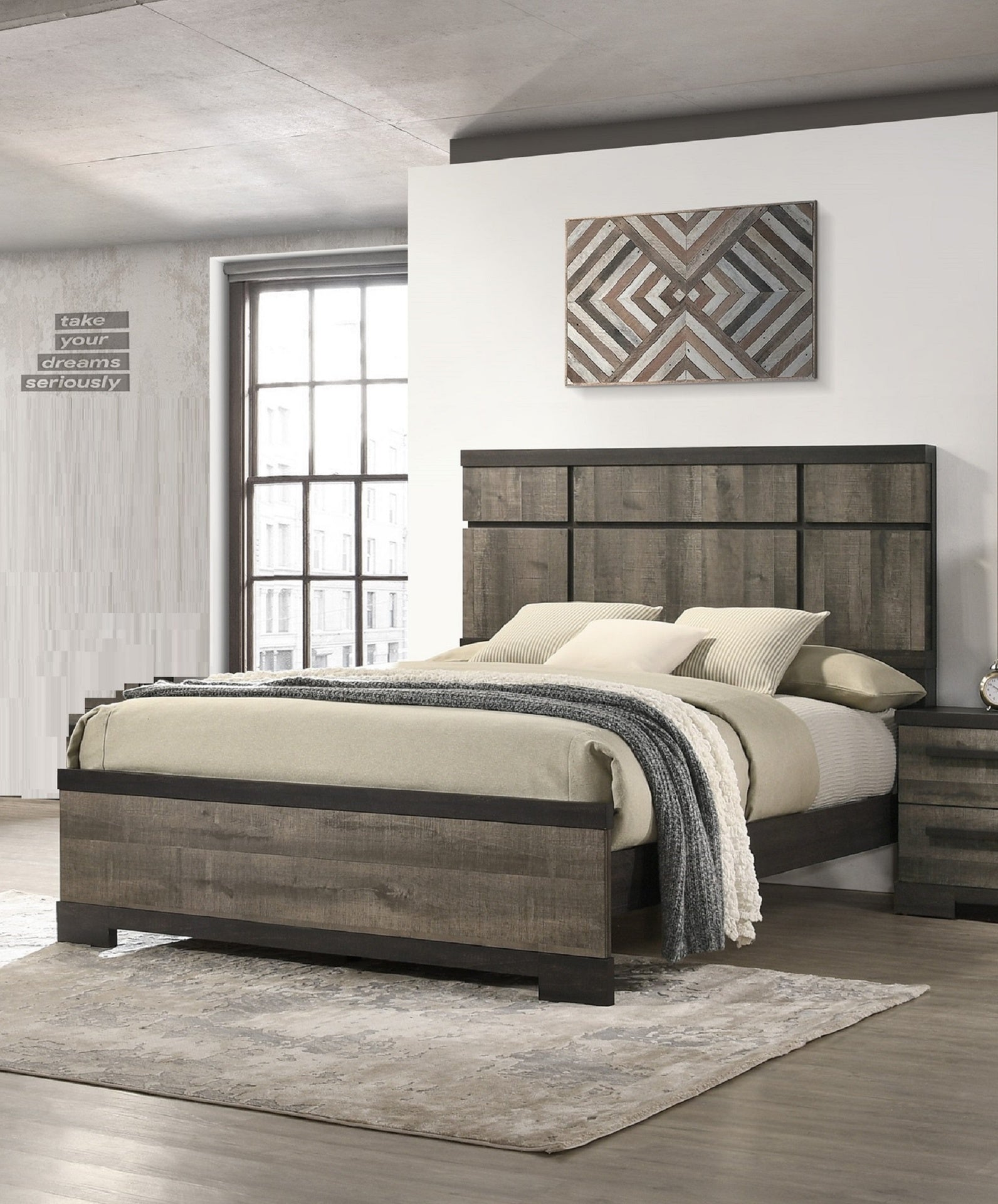 1pc Contemporary Queen Panel Bed Panel-style Headboard Gray Ebony Finish Wooden