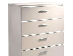 1pc Chest Contemporary Style Five Drawers Chrome Accents High Gloss Coating White And Chrome Finish Bedroom