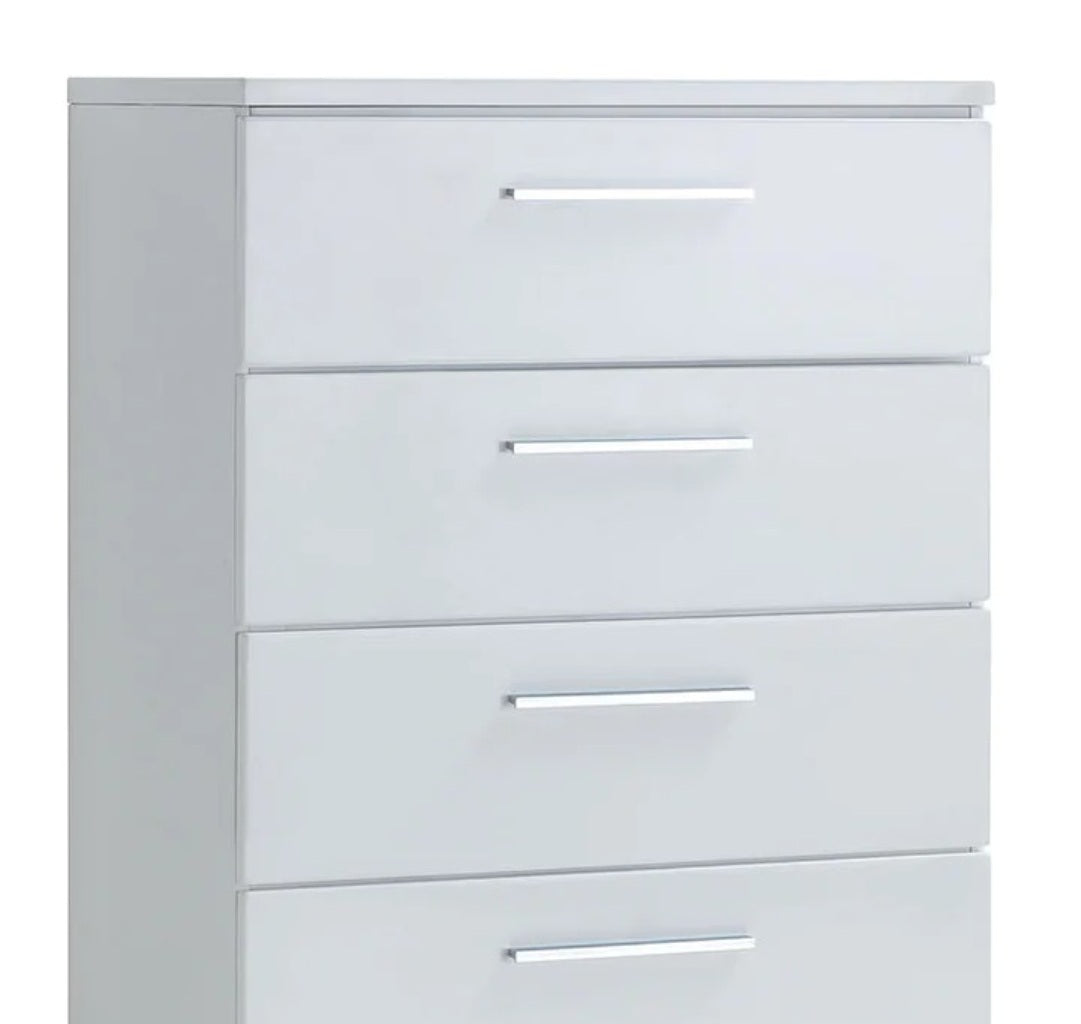 Modern contemporary Style 1pc Chest High Gloss Coating Five Drawers White Finish