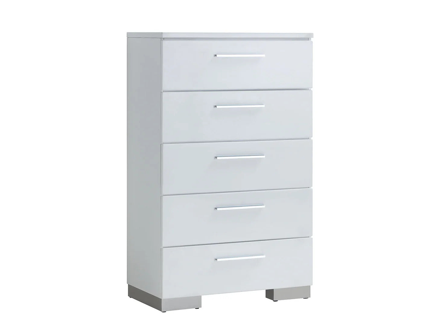Modern contemporary Style 1pc Chest High Gloss Coating Five Drawers White Finish