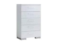 Modern contemporary Style 1pc Chest High Gloss Coating Five Drawers White Finish