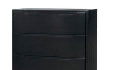 Black Finish Modern Mid-Century Chest 4-Drawers Recessed Handle Tapered Round Legs