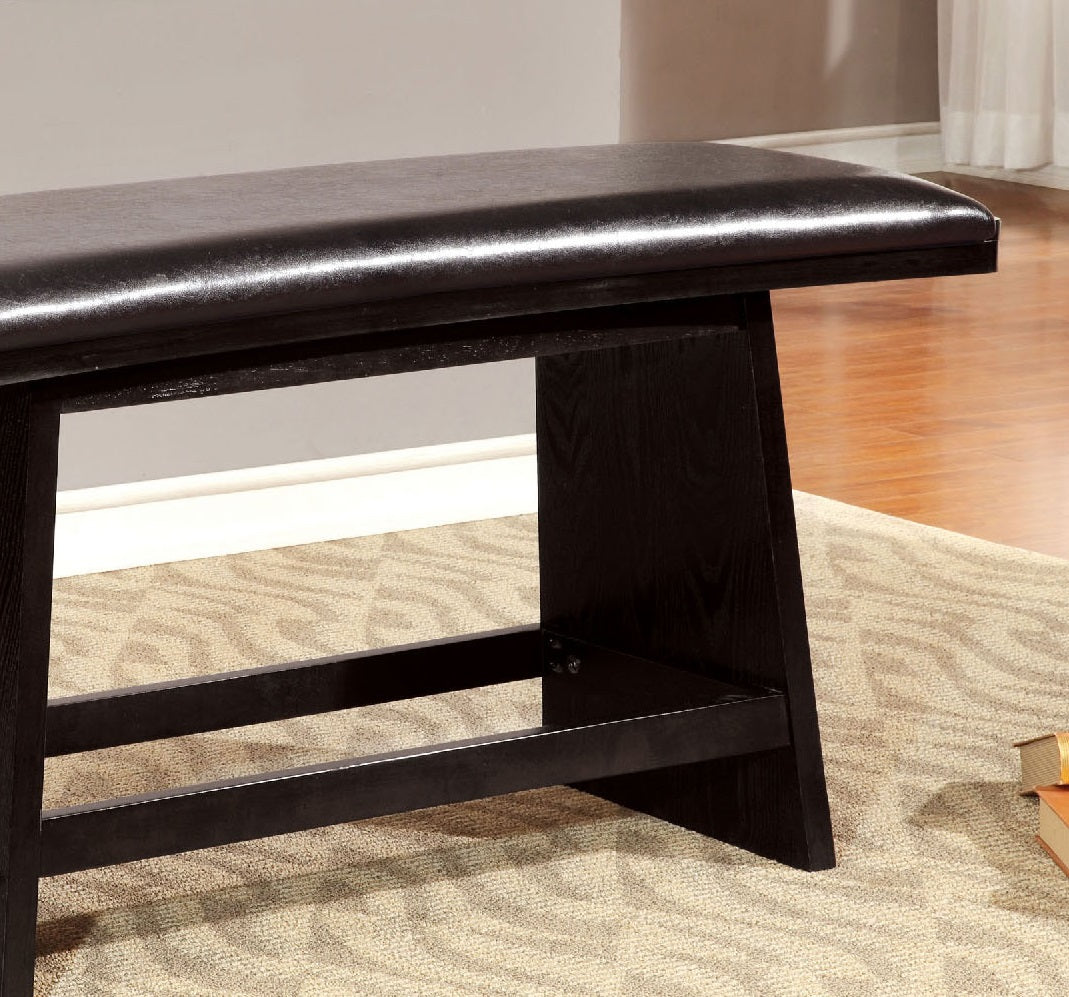 Modern Contemporary Style 1pc Counter Height Bench Leather Padded Seat Black Finish