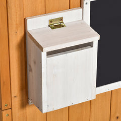 Outsunny Wooden Playhouse for Kids Outdoor with Working Door, Windows, Mailbox, Bench, Flowers Pot Holder, 48" x 42.5" x 53"