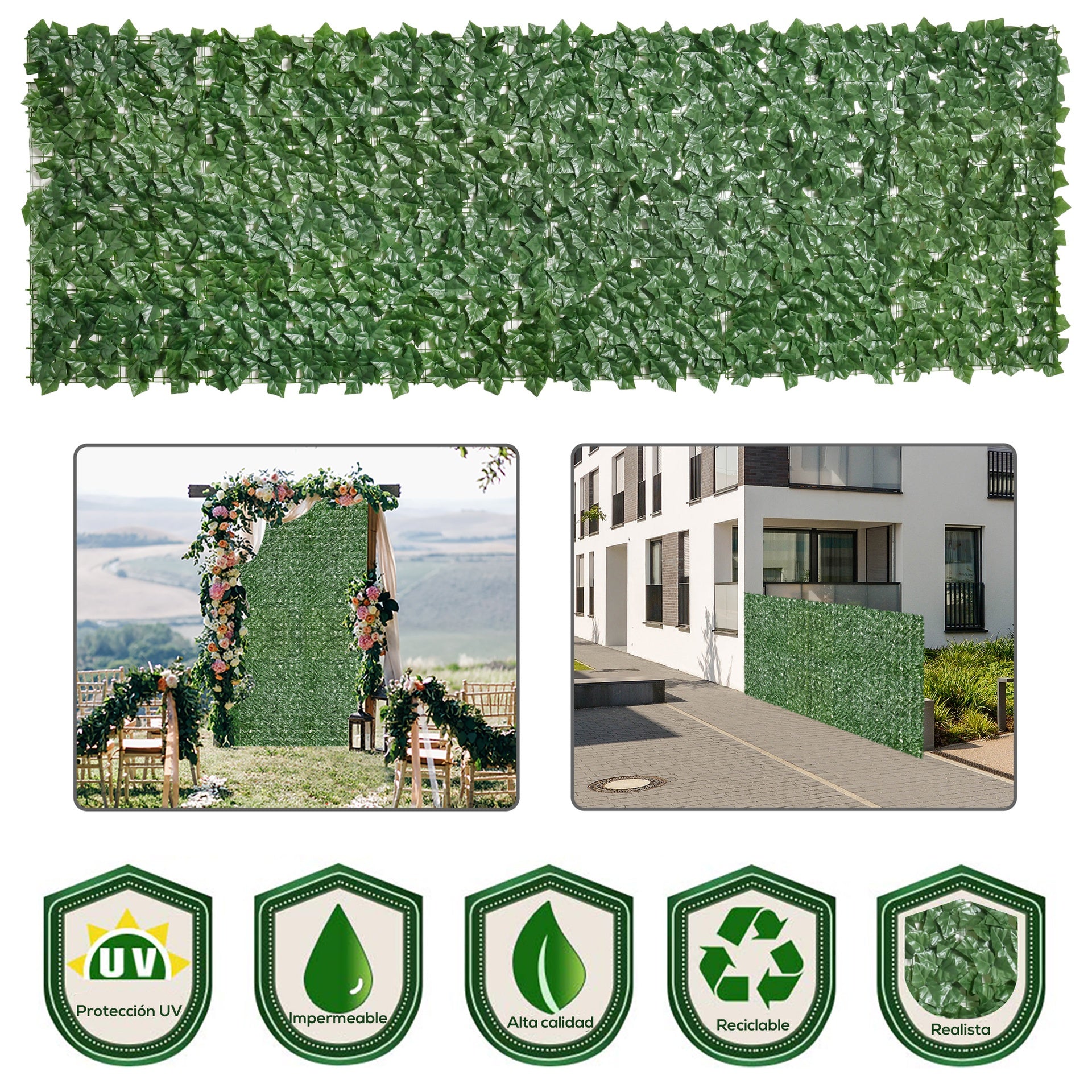 Outsunny Grass Wall Panels, 118" x 39" Artificial Grass Wall Decor,Greenery Backdrop Panels Wall for Outdoor, Indoor, Garden, Fence, Backyard, Dark Green