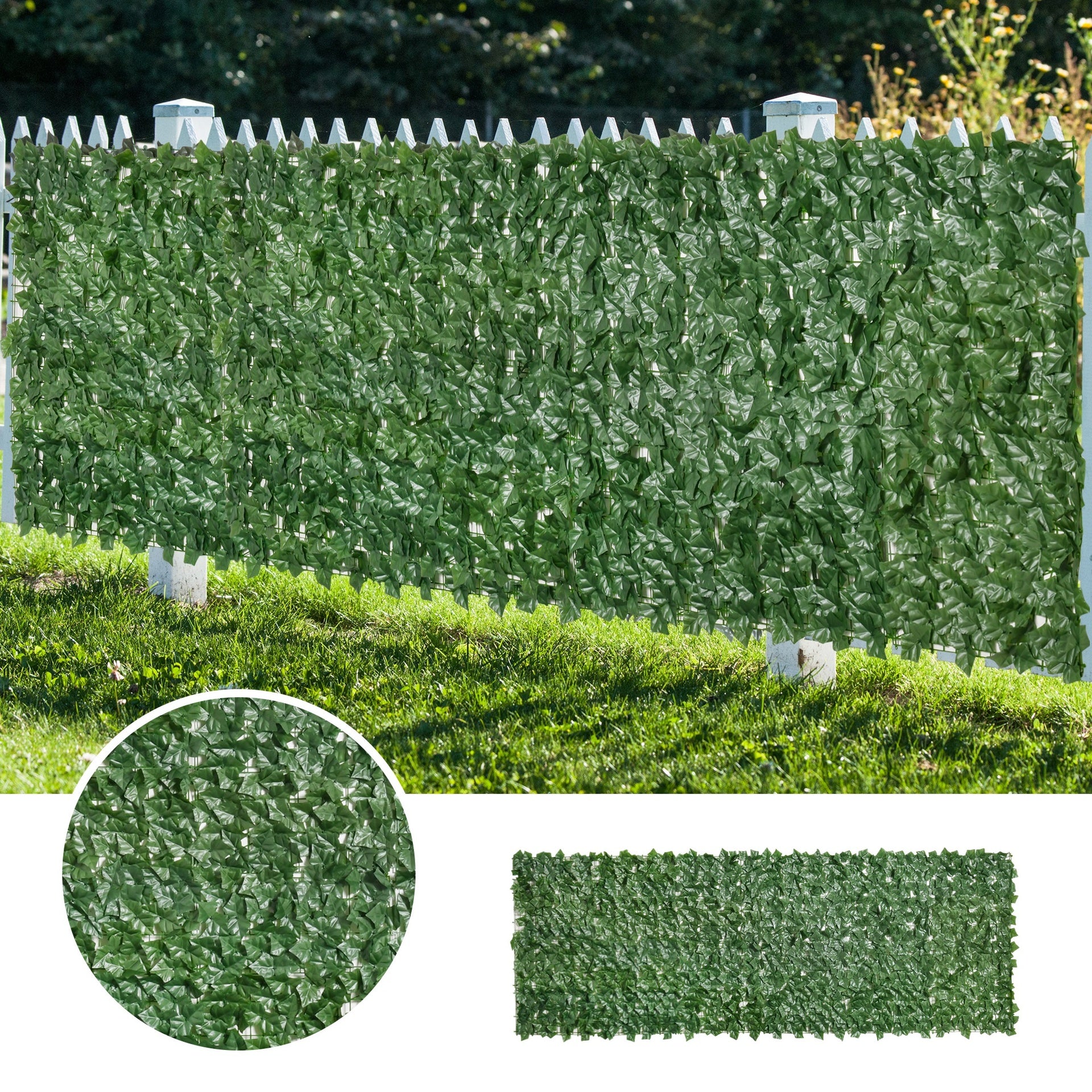 Outsunny Grass Wall Panels, 118" x 39" Artificial Grass Wall Decor,Greenery Backdrop Panels Wall for Outdoor, Indoor, Garden, Fence, Backyard, Dark Green
