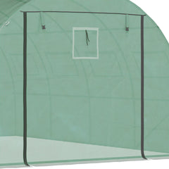Outsunny 13' x 10' x 6.5' Walk-in Tunnel Greenhouse with 2 Zippered Mesh Doors & 10 Mesh Windows, Upgraded Gardening Plant Hot House with Galvanized Steel Hoops, Green
