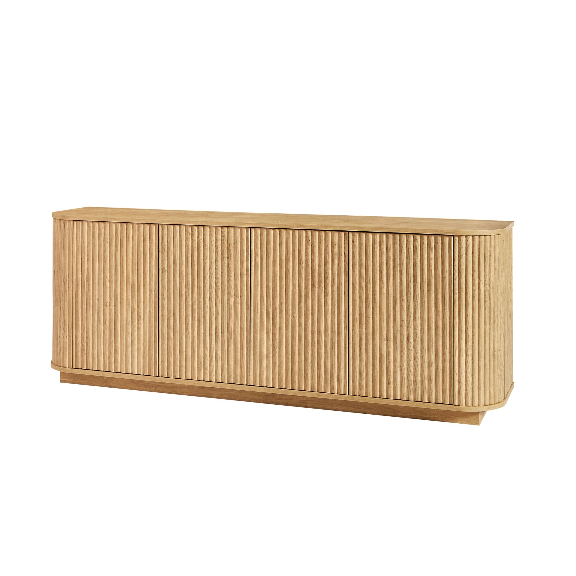Sideboard Storage Cabinet TV Stand with wave pattern Buffet Cabinet Wooden Vertical Striped Cabinet for Kitchen/Bedroom/Entryway. Natural, 64''W x 15''D x 24''H.