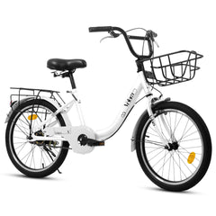 A20182  20 Inch Kids Bike for Boys & Girls, Children's Bicycle with Coaster Brake & V-Brake, 1-Speed, Chain Guard & Rear Rack, Lightweight Steel Frame (Pink, Green, Purple, White)