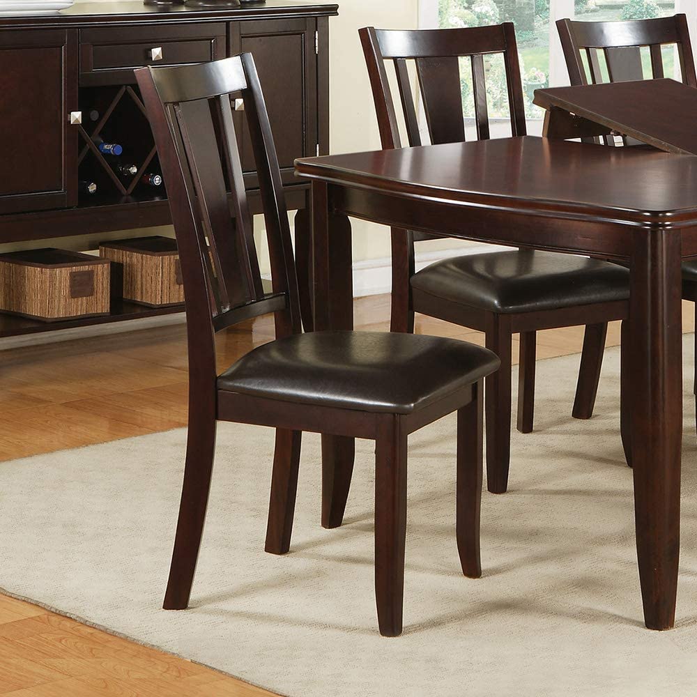 Modern Espresso Dining Table w Butterfly Leaf and 6x Side Chairs 7pc Dining Set Rubberwood Kitchen Dining Room Furniutre