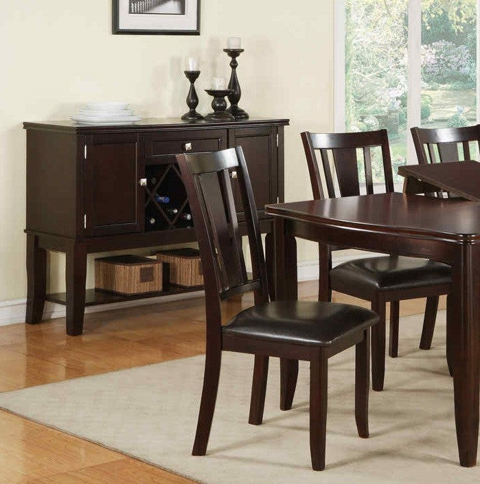 Modern Espresso Dining Table w Butterfly Leaf and 6x Side Chairs 7pc Dining Set Rubberwood Kitchen Dining Room Furniutre