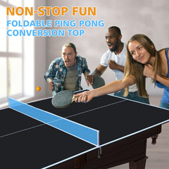 8.5ft Black Mid-Size Ping Pong Conversion Top Foldable & Portable Table Tennis Table Top for Indoor Games