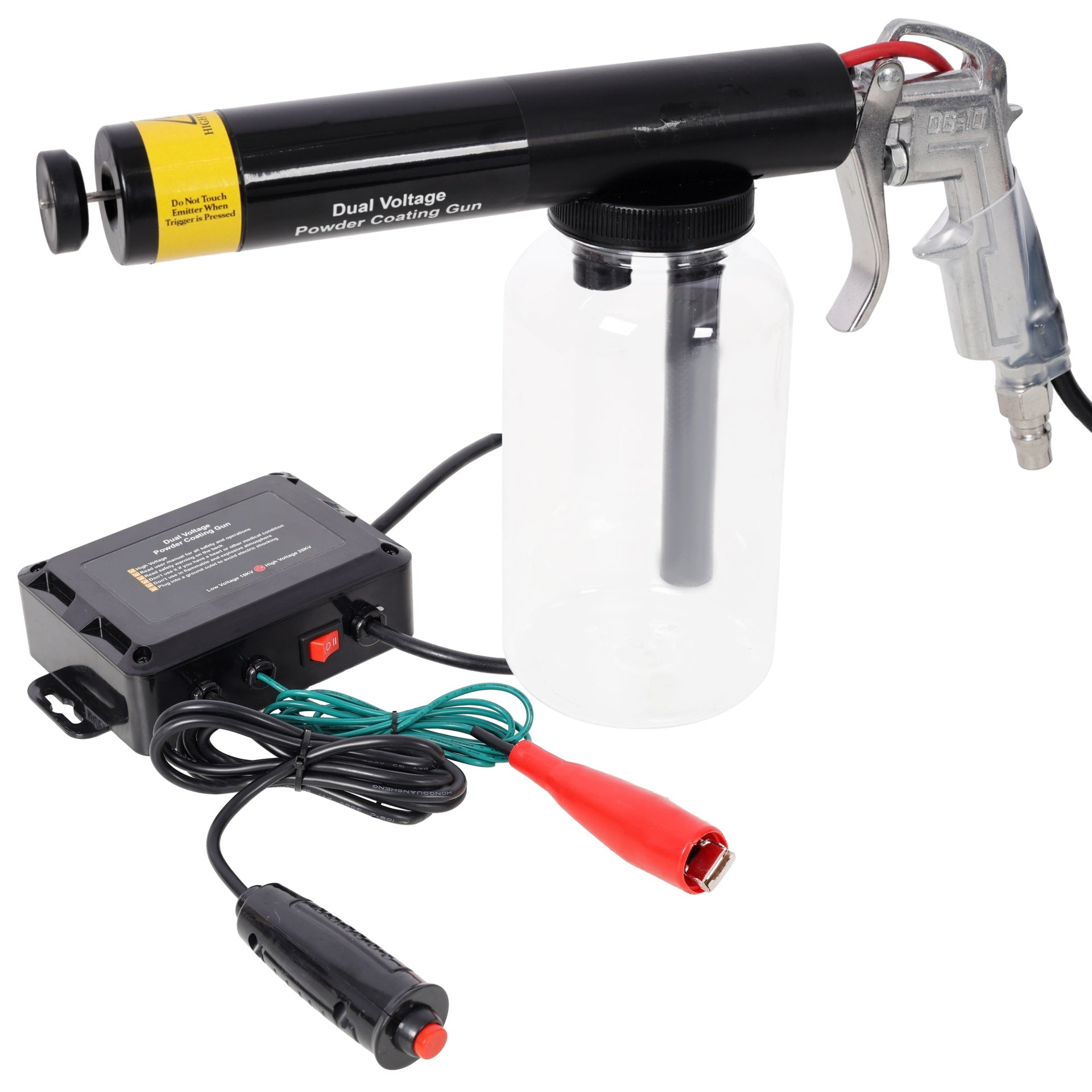 Dual Voltage 15KV 25KV Powder Coating Gun System, Powder Coating Machine with Clear Bottle, 120V/60HZ