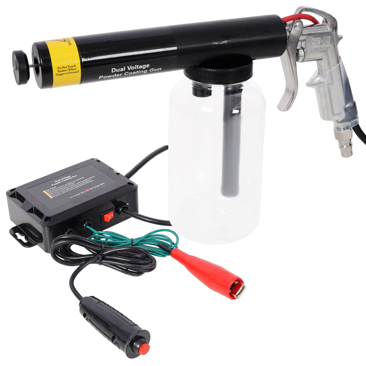 Dual Voltage 15KV 25KV Powder Coating Gun System, Powder Coating Machine with Clear Bottle, 120V/60HZ