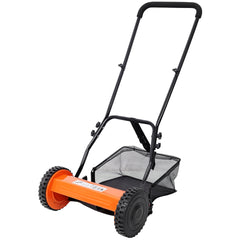 14-Inch 5-Blade Push Reel Lawn Mower with Grass Catcher, ORANGE COLOR