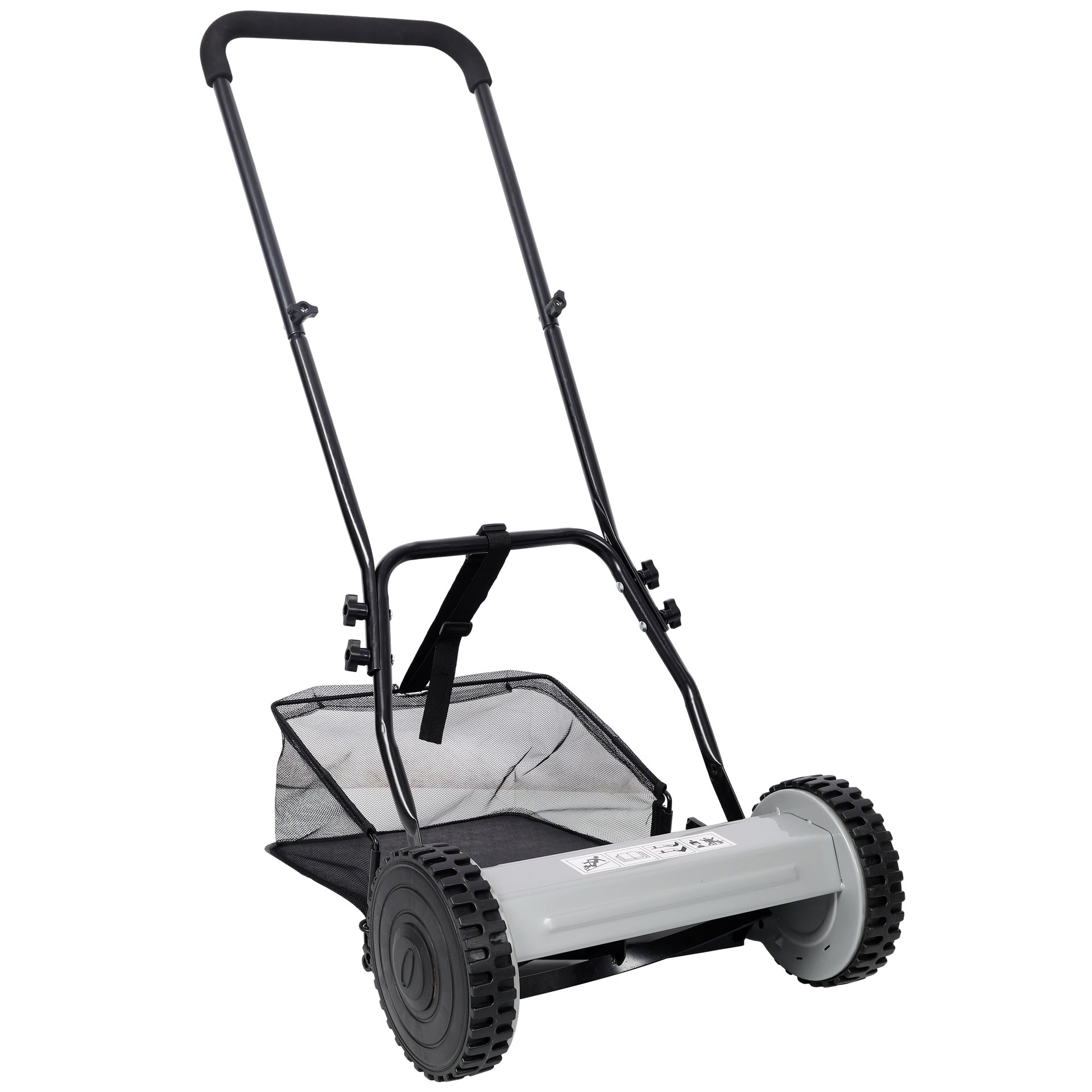 14-Inch 5-Blade Push Reel Lawn Mower with Grass Catcher, GRAY COLOR